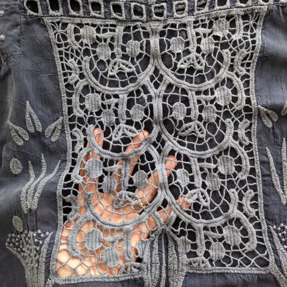 Johnny Was - Embroidered Tunic Top with Lace Panel - Picture 7 of 11